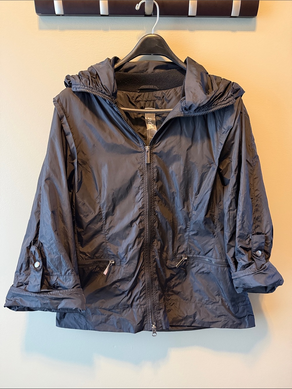 Vintage 2000s Outerwear Black Hooded Utility Lightweight Jacket Pockets Zipper